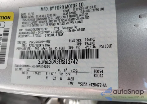 2014 Lincoln Mkz from USA, damaged, VIN 3LN6L2G93ER813742